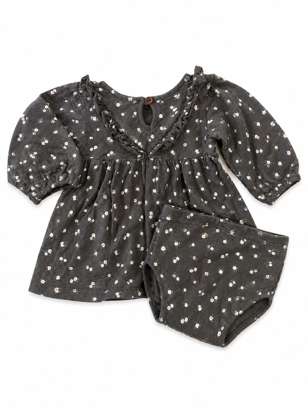 Quincy Mae 6-12M Organic Cotton Floral Dress & Bloomers Set EUC